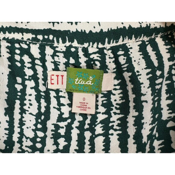 Anthropologie ETT TWA Sleeveless Romper Women's Size 0 Green & White Pockets - Picture 7 of 16